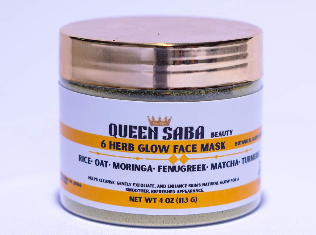 6 Herbal Glow Face Mask Powder, 4 oz Rice, Oat, Moringa, Fenugreek, Matcha & Turmeric,